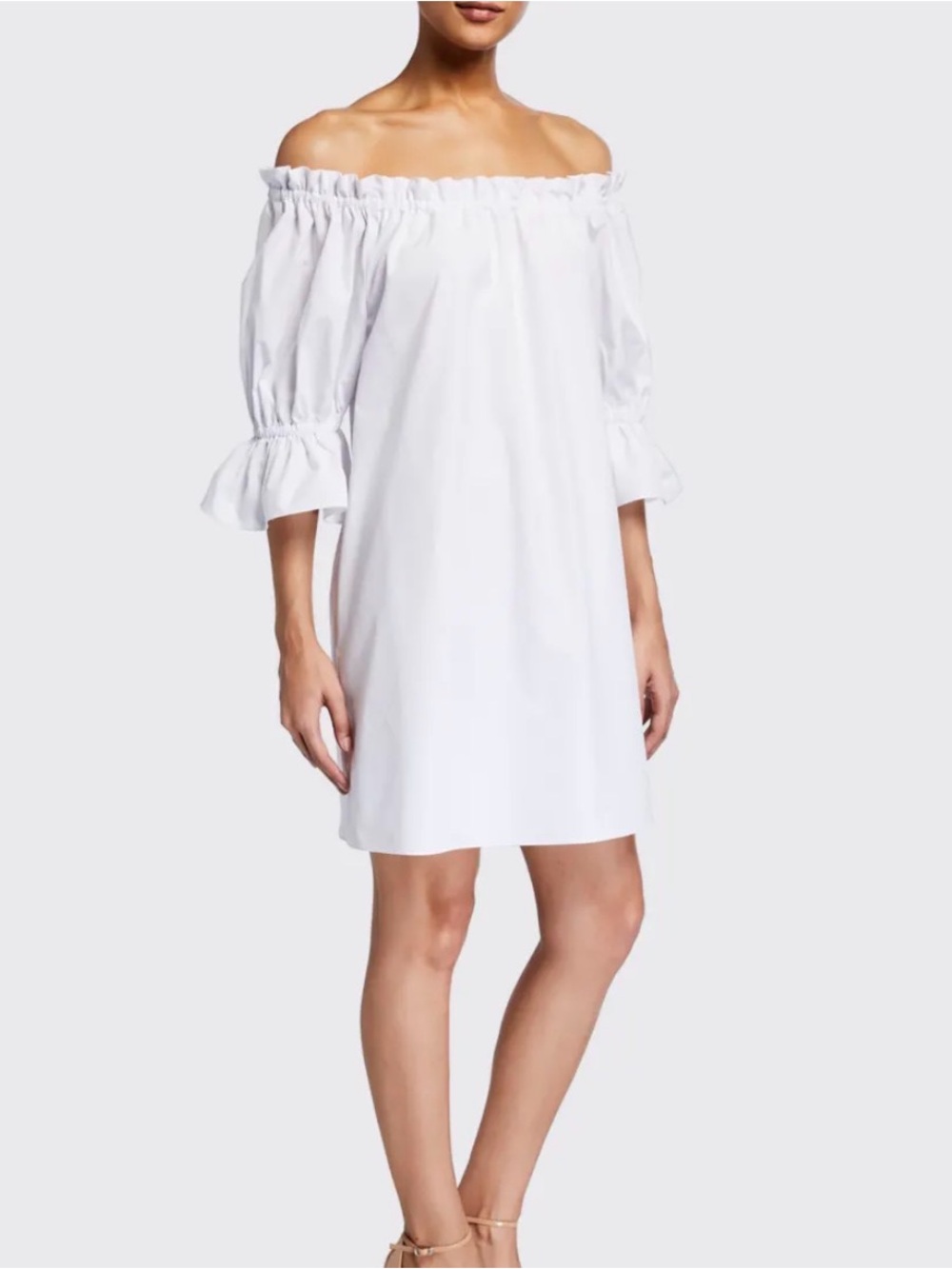 Alice & Olivia Paola Poplin Off Shoulder Dress White size S vacation coastal